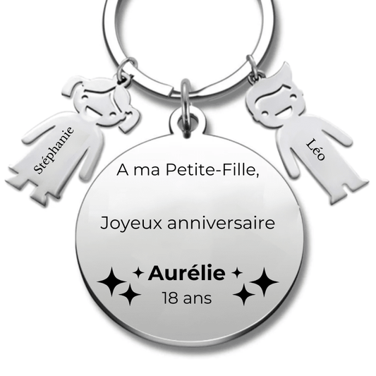 Porte - Clé personnalisé Joyeux Anniversaire à ma Petite Fille Chérie - A personnaliser (Prénom/Age) - Les Bijoux de Marilou