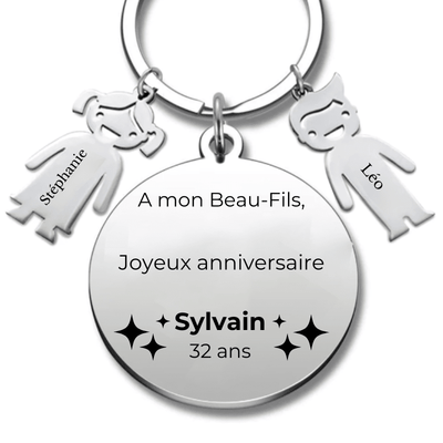 Porte-clé personnalisé Joyeux Anniversaire Beau Fils - A personnaliser (Prénom/Age)