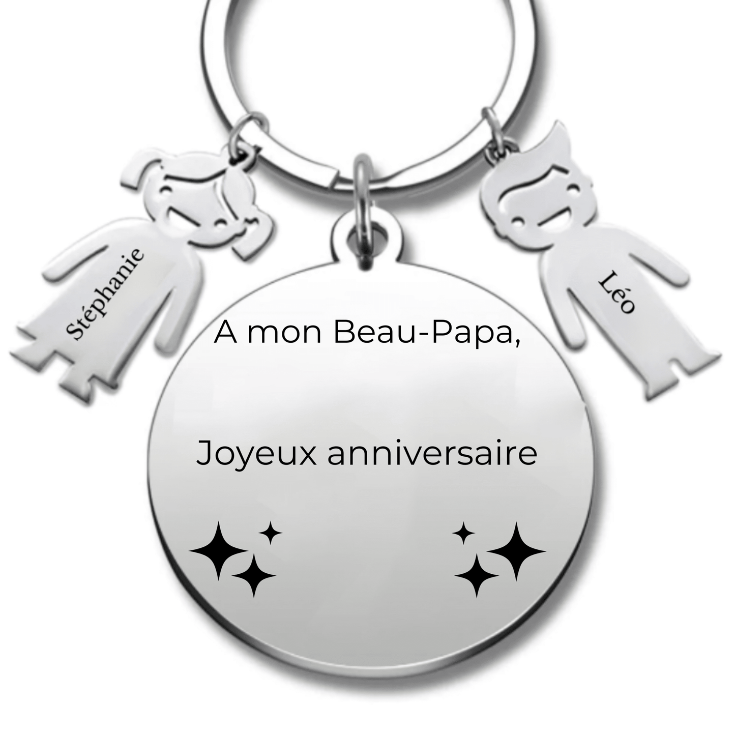 Porte-clé personnalisé "Joyeux Anniversaire Beau-Papa" (Prénom/Age) - Les Bijoux de Marilou