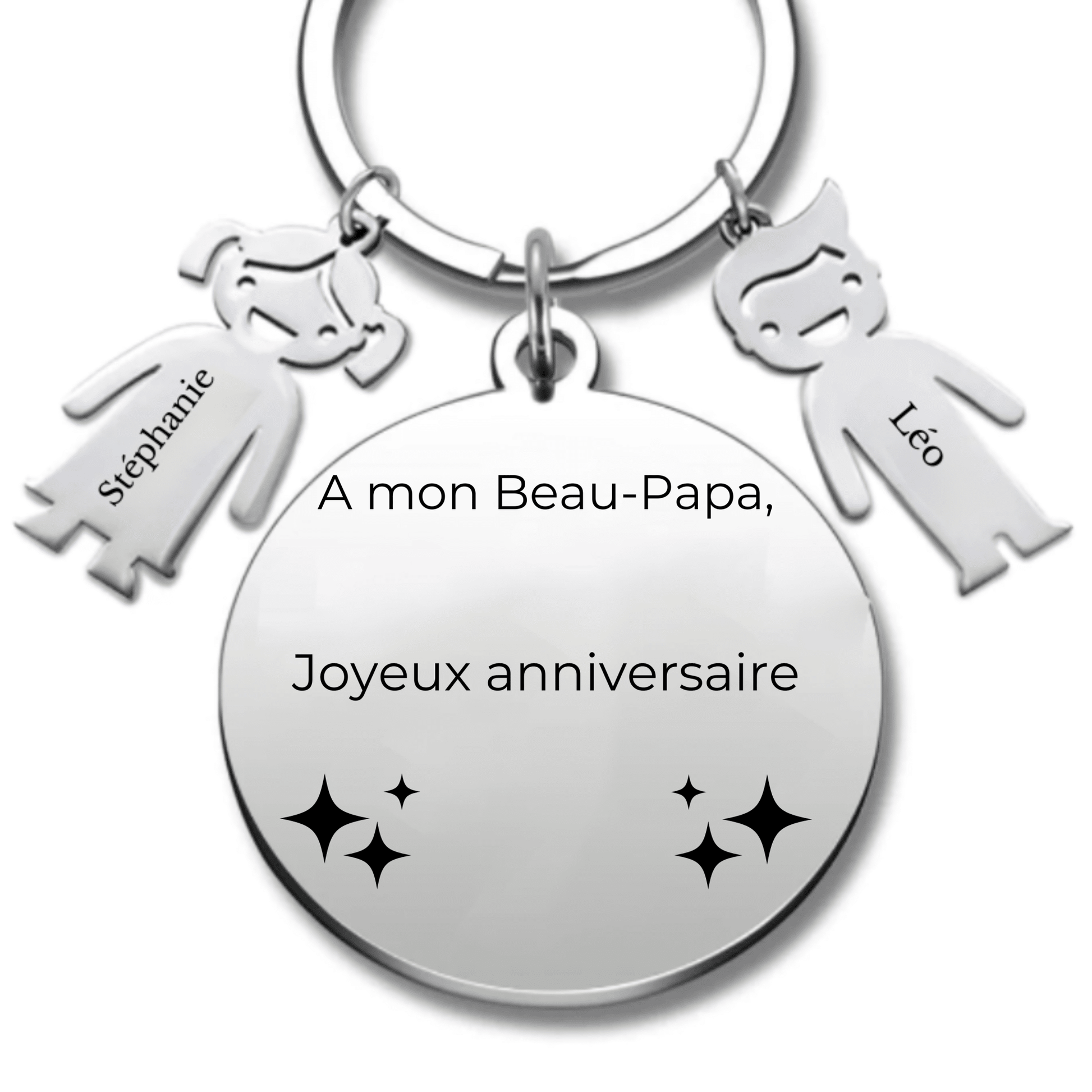 Porte-clé personnalisé "Joyeux Anniversaire Beau-Papa" (Prénom/Age) - Les Bijoux de Marilou