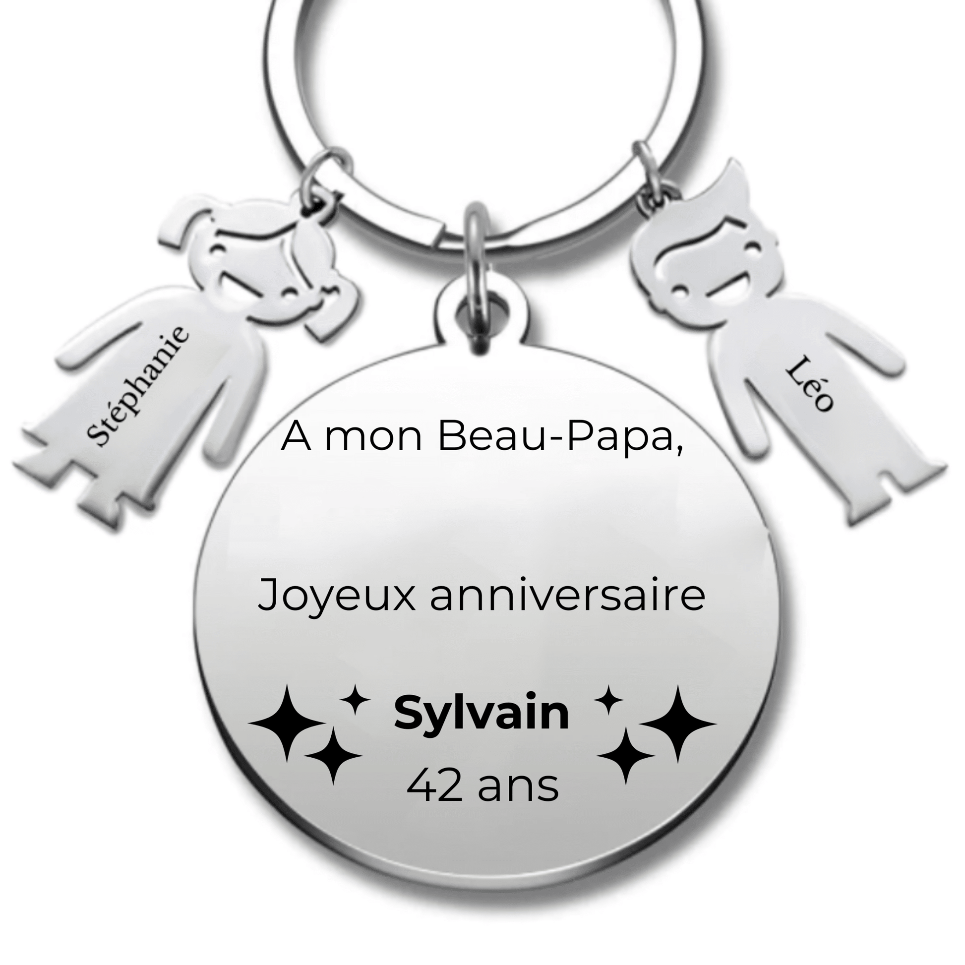 Porte-clé personnalisé "Joyeux Anniversaire Beau-Papa" (Prénom/Age) - Les Bijoux de Marilou