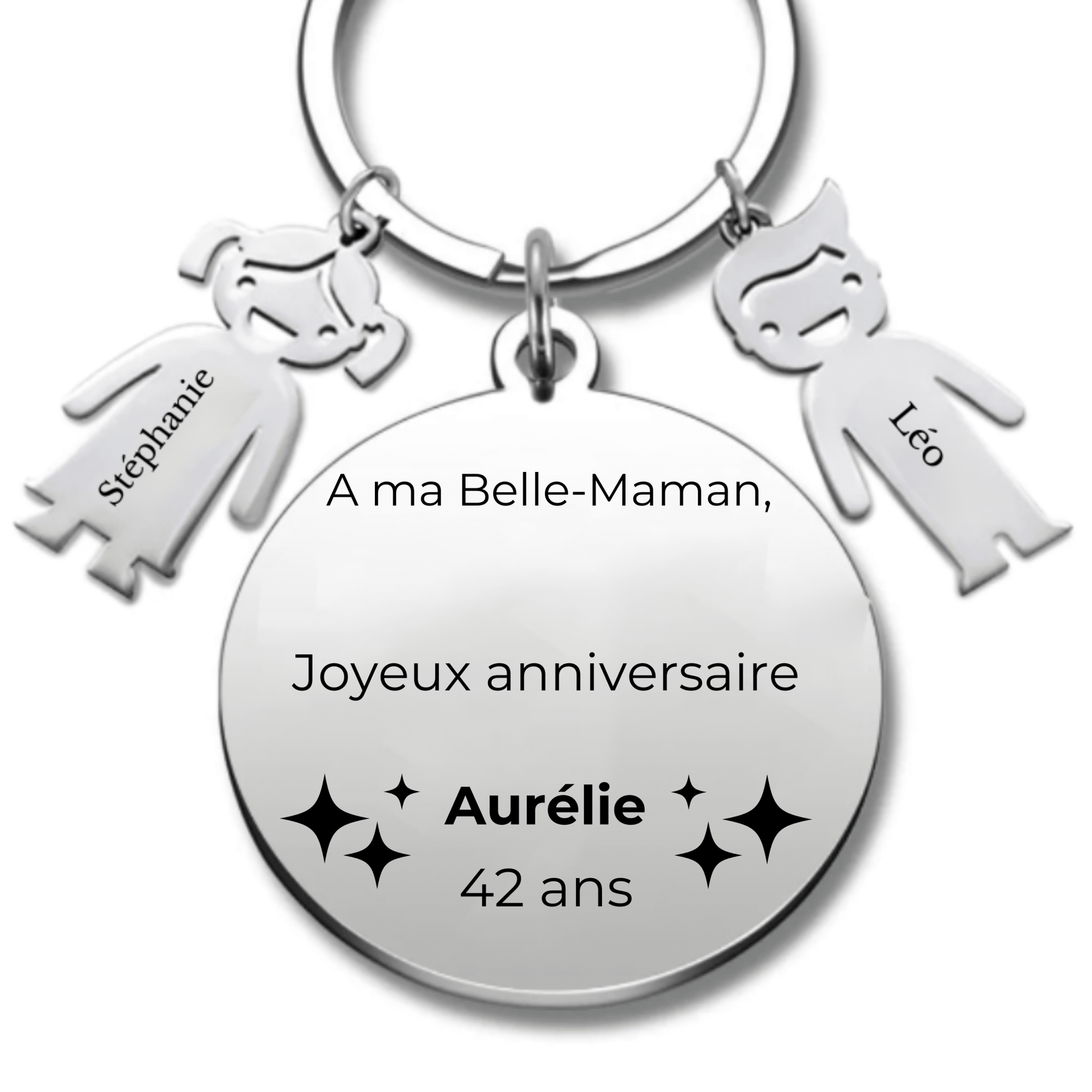Porte-clé personnalisé "Joyeux Anniversaire Belle-Maman" - A personnaliser - Les Bijoux de Marilou