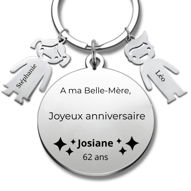 Porte Clé Personnalisé Joyeux Anniversaire Belle - Mère - A personnaliser (Prénom/Age) - Les Bijoux de Marilou