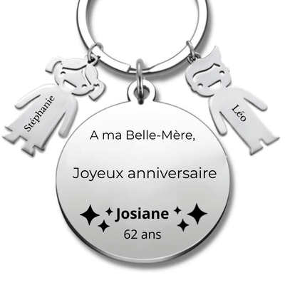 Porte Clé Personnalisé Joyeux Anniversaire Belle-Mère - A personnaliser (Prénom/Age)