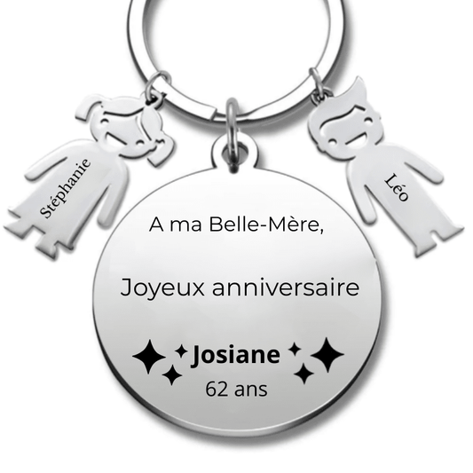 Porte Clé Personnalisé Joyeux Anniversaire Belle - Mère - A personnaliser (Prénom/Age) - Les Bijoux de Marilou
