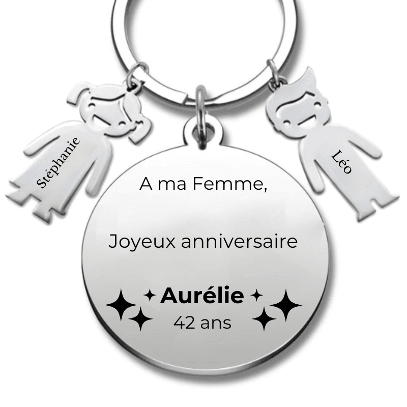 Porte - clé personnalisé Joyeux Anniversaire Femme - A personnaliser (Prénom/Age) - Les Bijoux de Marilou
