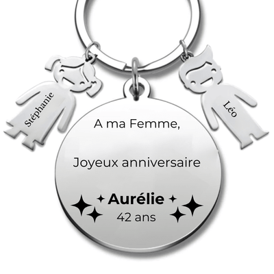Porte-clé personnalisé Joyeux Anniversaire Femme - A personnaliser (Prénom/Age)