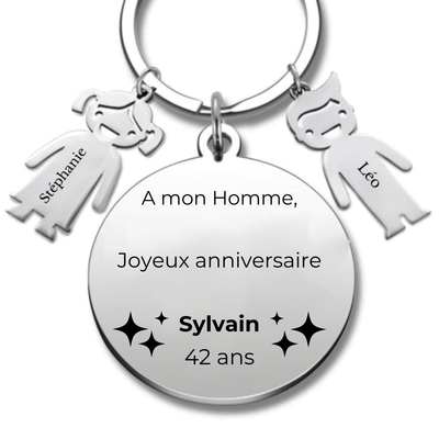 Porte-clé personnalisé Joyeux Anniversaire Homme - A personnaliser (Prénom/Age)