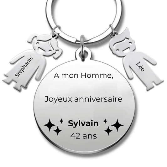 Porte - clé personnalisé Joyeux Anniversaire Homme - A personnaliser (Prénom/Age) - Les Bijoux de Marilou