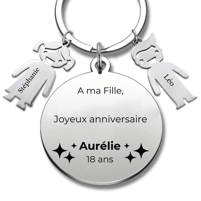 Porte-clé personnalisé Joyeux Anniversaire ma Fille Chérie - A personnaliser (Prénom/Age)