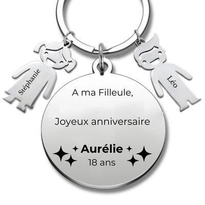 Porte-clé personnalisé Joyeux Anniversaire ma Filleule Chérie - A personnaliser (Prénom/Age)