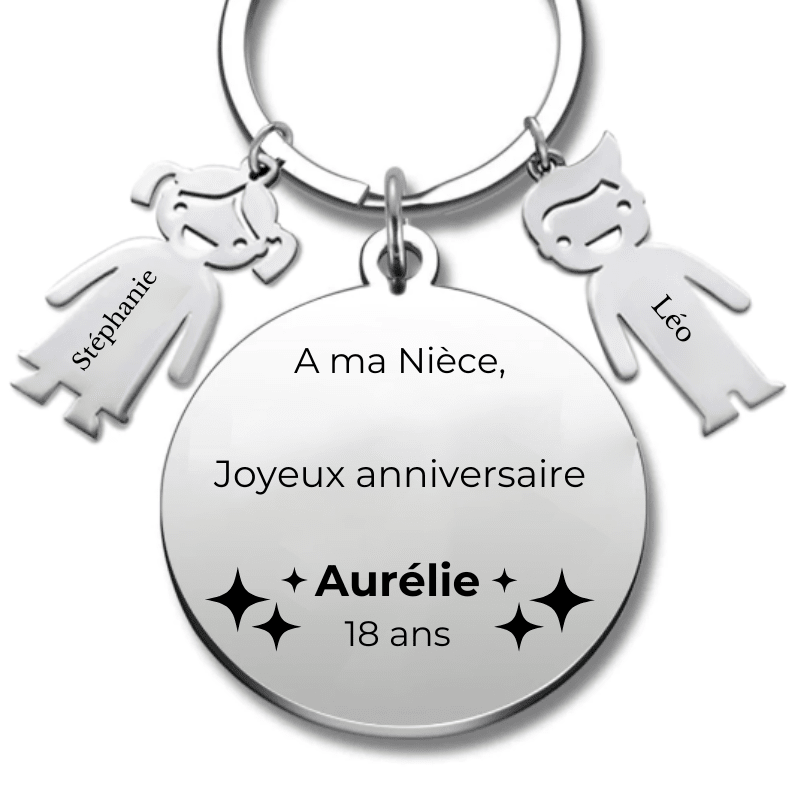 Porte Clé Personnalisé Joyeux Anniversaire ma Nièce - A personnaliser (Prénom/Age) - Les Bijoux de Marilou