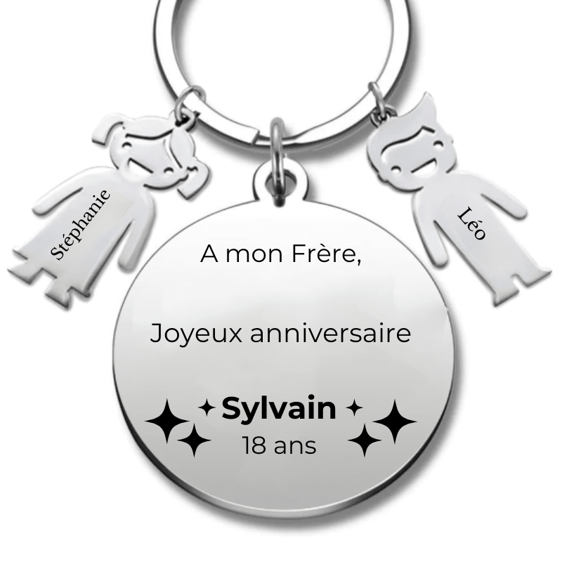 Porte - clé personnalisé Joyeux Anniversaire mon Frère - A personnaliser (Prénom/Age) - Les Bijoux de Marilou