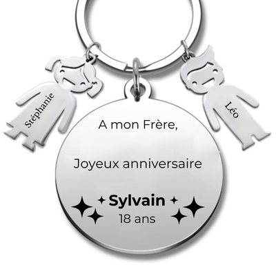 Porte-clé personnalisé Joyeux Anniversaire mon Frère - A personnaliser (Prénom/Age)