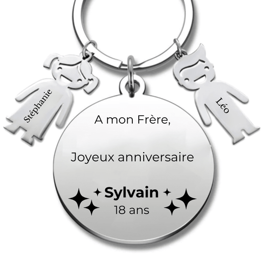 Porte - clé personnalisé Joyeux Anniversaire mon Frère - A personnaliser (Prénom/Age) - Les Bijoux de Marilou