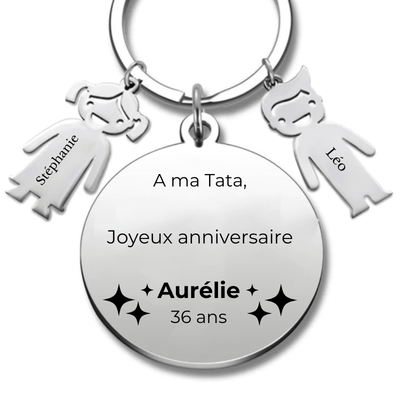 Porte Clé Personnalisé Joyeux Anniversaire Tata - A personnaliser (Prénom/Age)