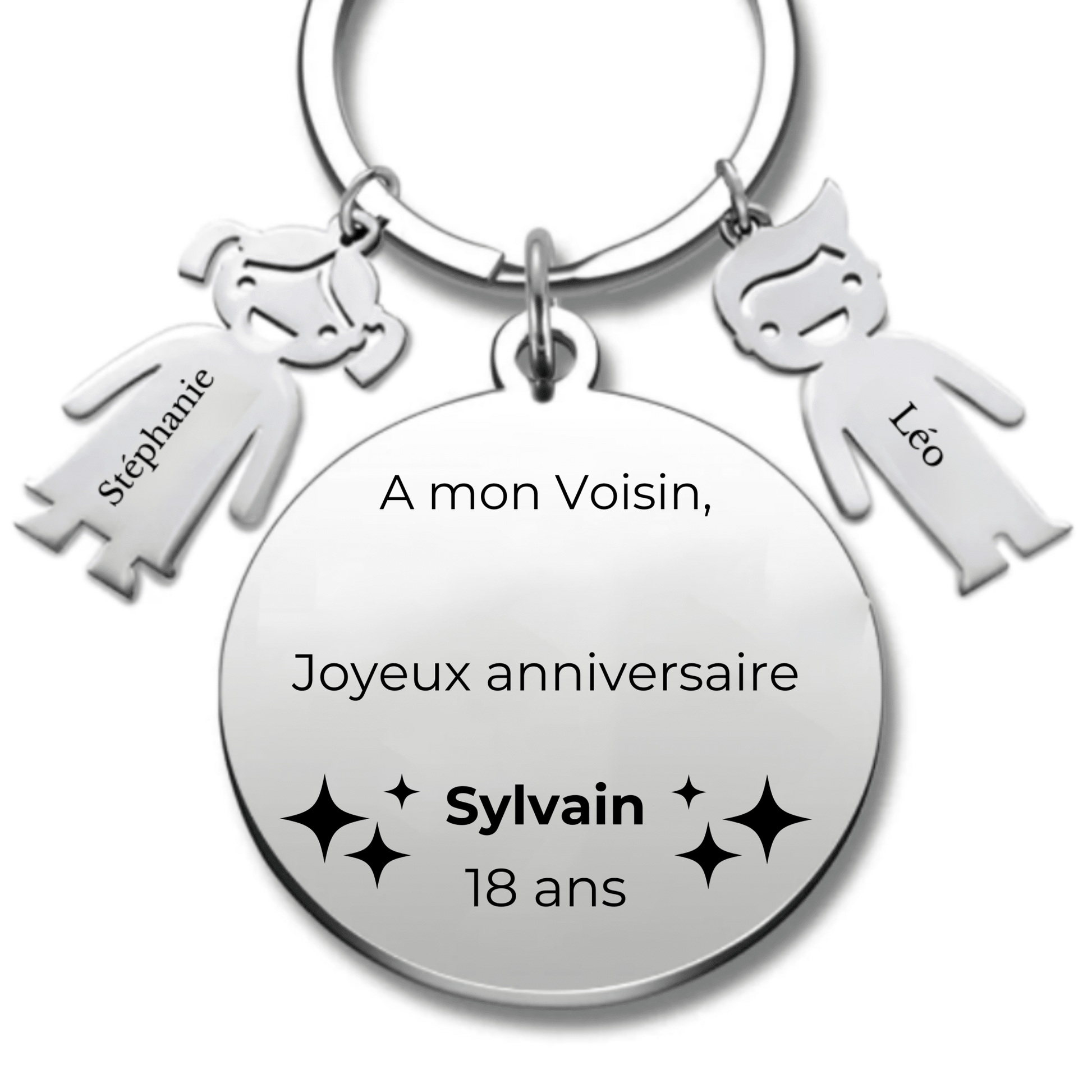 Porte - clé personnalisé Joyeux Anniversaire Voisin - A personnaliser (Prénom/Age) - Les Bijoux de Marilou