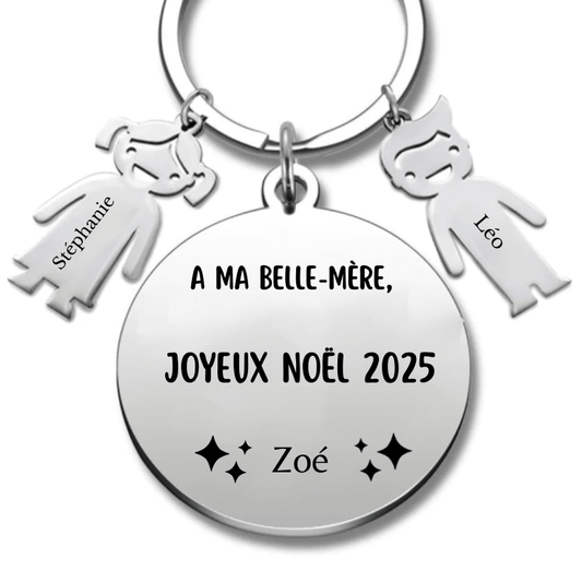 Porte Clé Personnalisé Joyeux Noël Belle Mère - Les Bijoux de Marilou