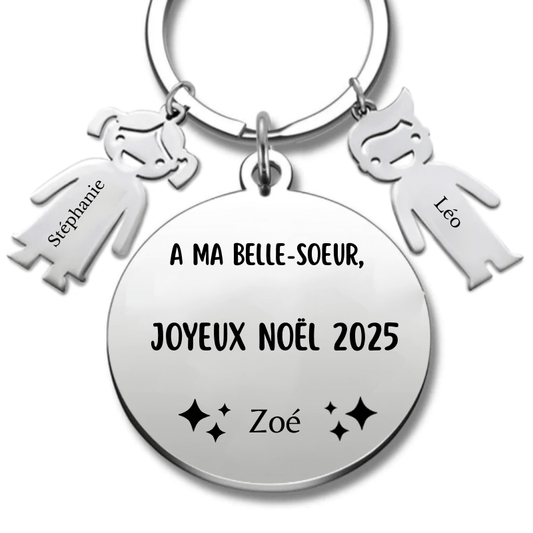 Porte Clé Personnalisé Joyeux Noël Belle Soeur - Les Bijoux de Marilou