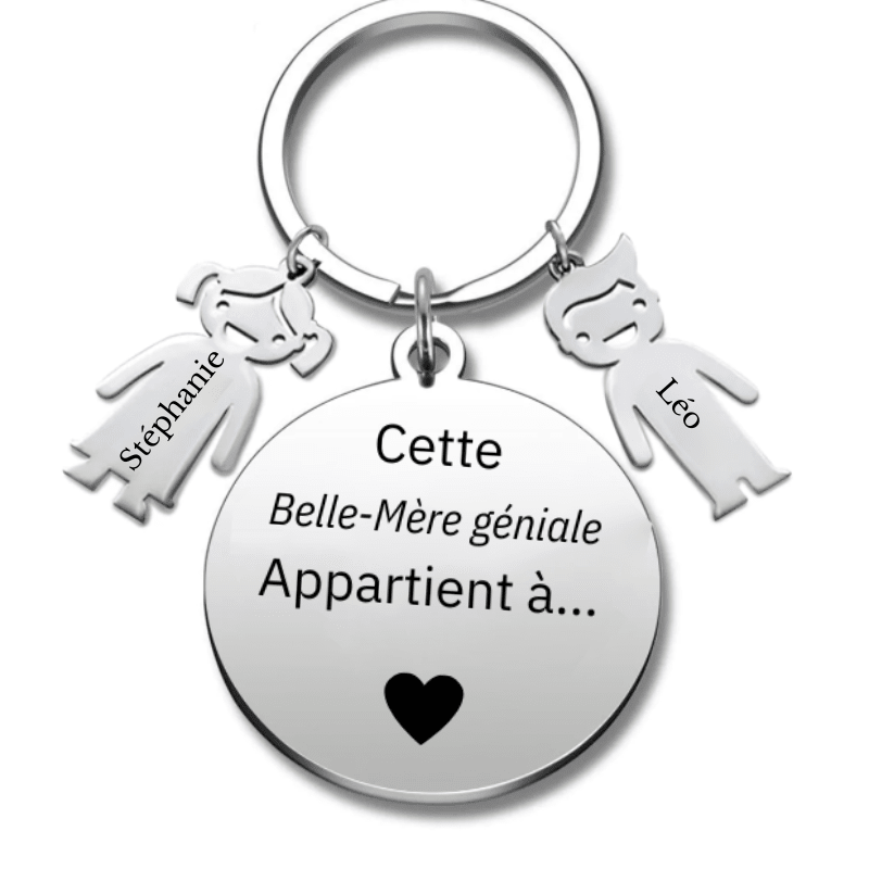 Porte-clé belle-mère personnalisé gravé Cette Belle-Mère géniale appartient à - Les Bijoux de Marilou