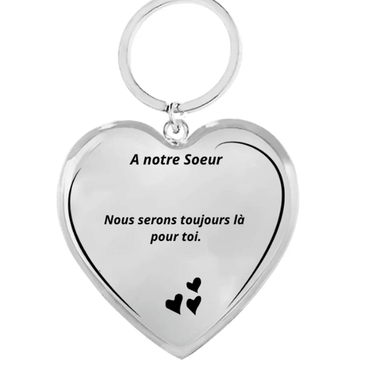 Version A notre Sœur du porte-clé cœur personnalisé gravé au laser - Les Bijoux de Marilou