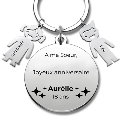 Porte-clé Soeur personnalisé Joyeux Anniversaire ma Soeur - A personnaliser (Prénom/Age)