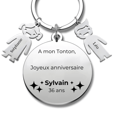 Porte Clé Super Tonton Personnalisé - Cadeau Anniversaire Original pour Tonton (Prénom/Age)