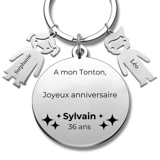 Porte Clé Super Tonton Personnalisé - Cadeau Anniversaire Original pour Tonton (Prénom/Age) - Les Bijoux de Marilou