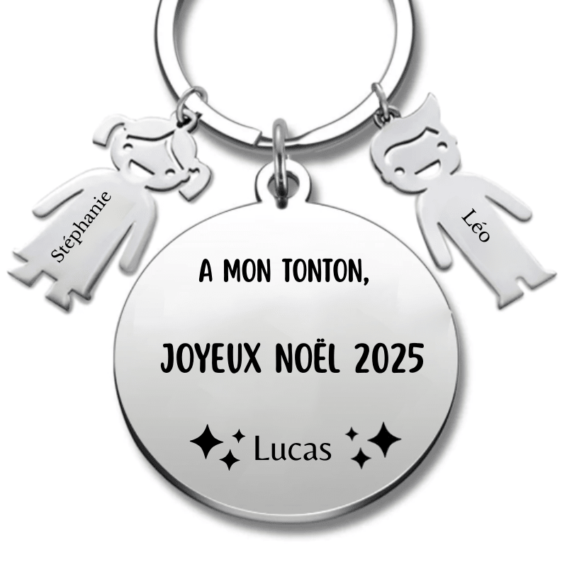 Porte Clé Super Tonton Personnalisé Joyeux Noël Tonton - A personnaliser (Prénom) - Les Bijoux de Marilou