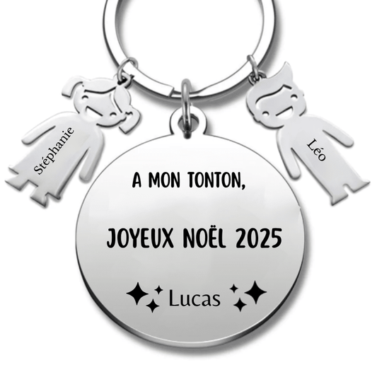 Porte Clé Super Tonton Personnalisé Joyeux Noël Tonton - A personnaliser (Prénom) - Les Bijoux de Marilou
