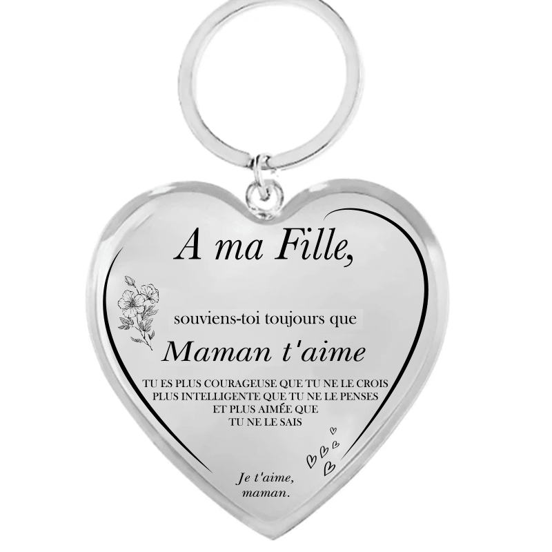 Porte-clé fille gravé A ma Fille, version Maman en vue rapprochée - Les Bijoux de Marilou