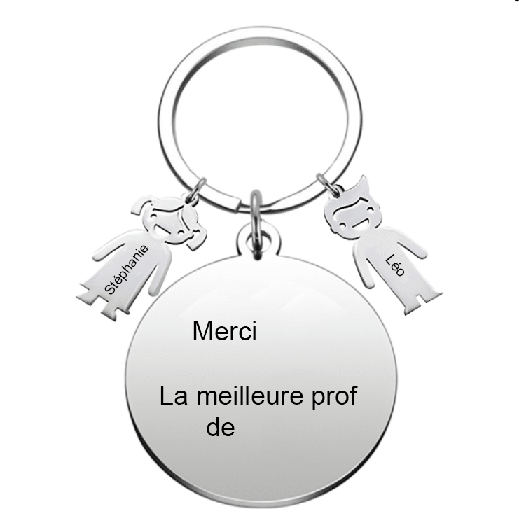 Porte-Clef Merci "Merci XXX, la meilleure prof de YYY" - Les Bijoux de Marilou