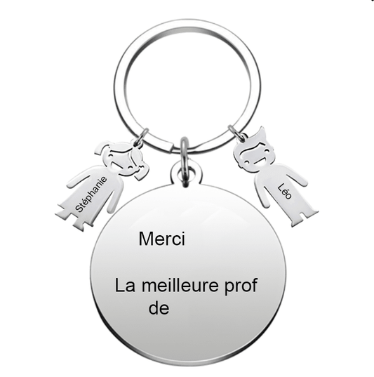 Porte-Clef Merci "Merci XXX, la meilleure prof de YYY" - Les Bijoux de Marilou