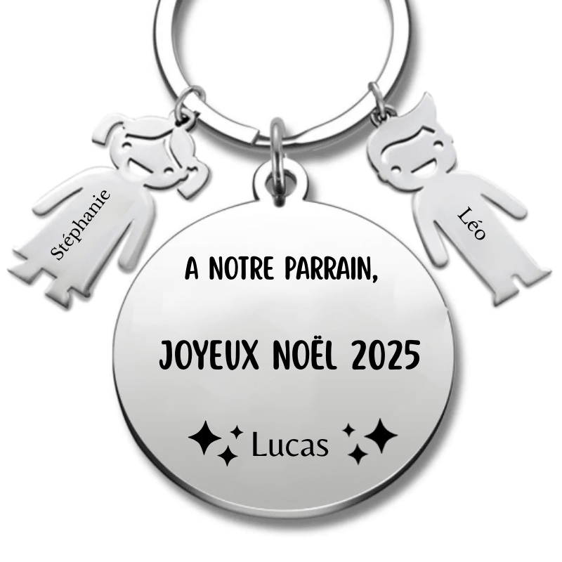 Porte Clef Parrain Personnalisé Joyeux Noël Parrain - A personnaliser (Prénom/Age) - Les Bijoux de Marilou