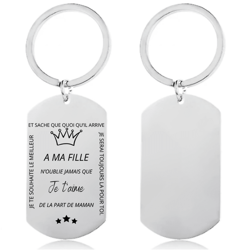 Porte-clé gravé A ma Fille N'oublie jamais, de la part de Maman - Les Bijoux de Marilou