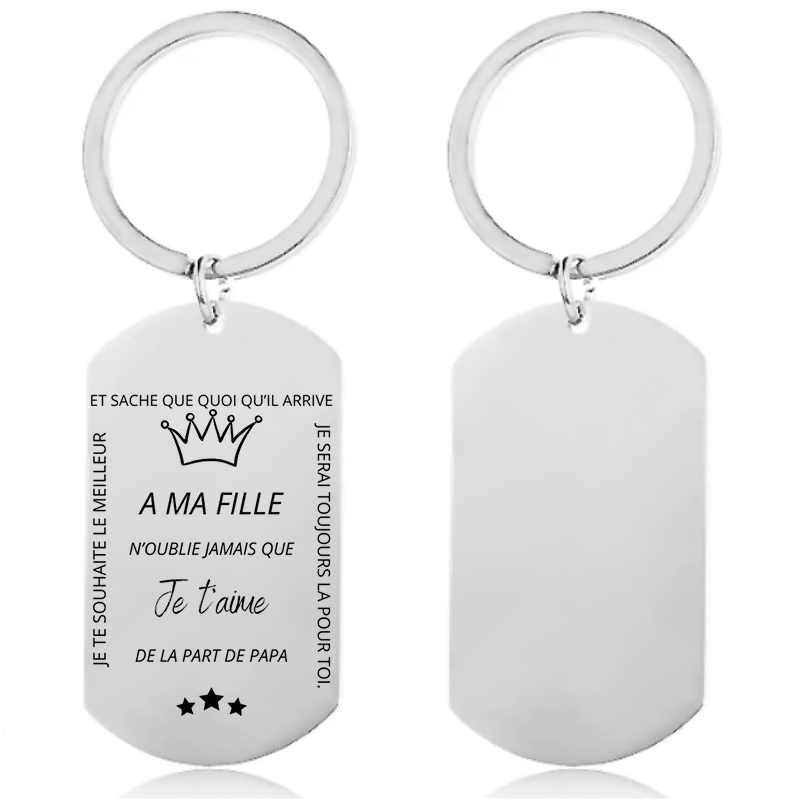 Porte-clé gravé A ma Fille N'oublie jamais, de la part de Papa - Les Bijoux de Marilou