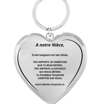 Porte-clé cœur A notre Nièce personnalisé gravé, version au nous - Les Bijoux de Marilou