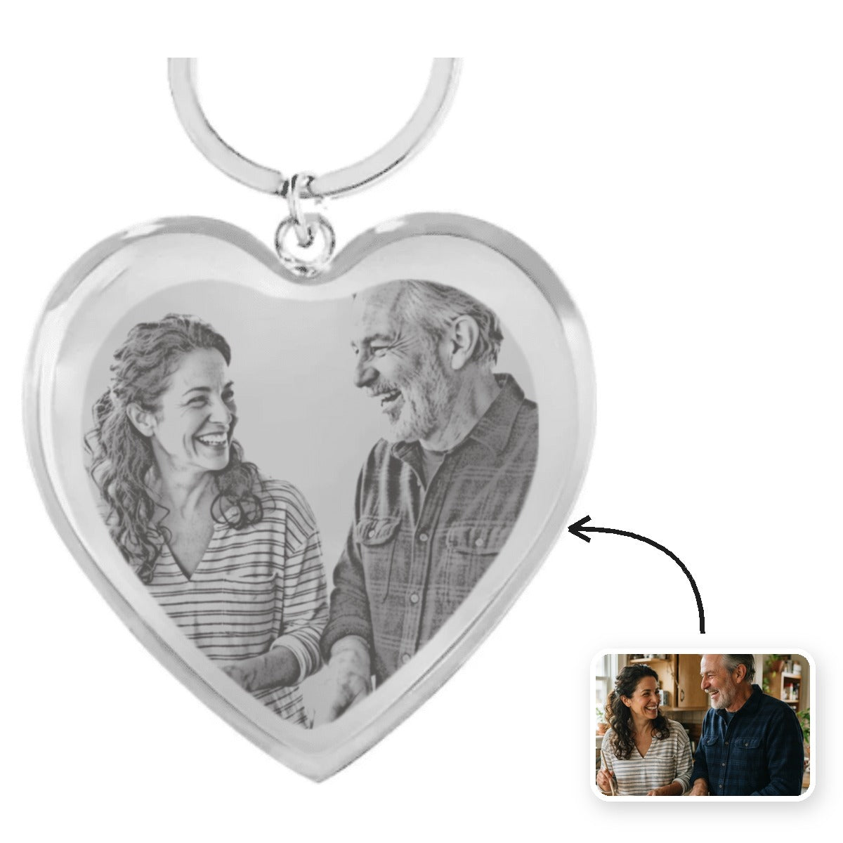 Porte-clés cœur photo gravée personnalisé - Les Bijoux de Marilou