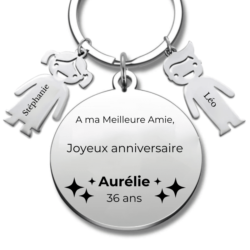 Porte-Clés Ami Gravé Prénom Cadeau Anniversaire Meilleure Amie (Prénom/Age) - Les Bijoux de Marilou