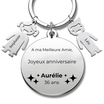 Porte-Clés Ami Gravé Prénom Cadeau Anniversaire Meilleure Amie (Prénom/Age)