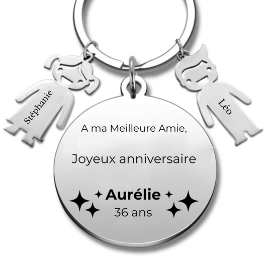 Porte-Clés Ami Gravé Prénom Cadeau Anniversaire Meilleure Amie (Prénom/Age) - Les Bijoux de Marilou