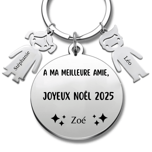 Porte Clés Meilleure Amie Personnalisé Joyeux Noël Meilleure Amie - Les Bijoux de Marilou
