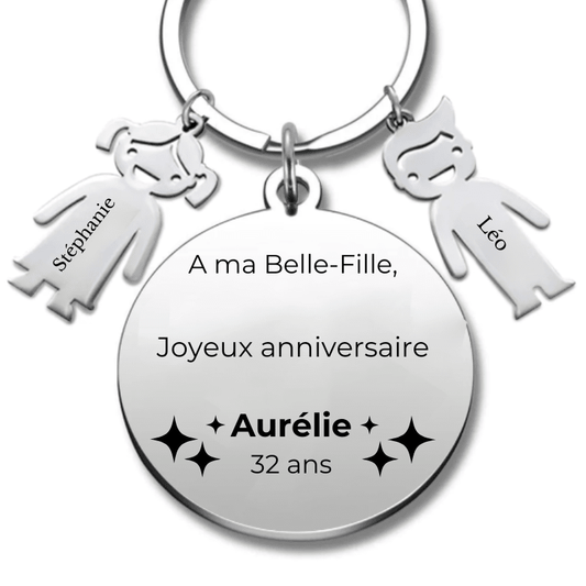 Porte - clés Personnalisé Anniversaire Belle - Fille - A personnaliser (Prénom/Age) - Les Bijoux de Marilou