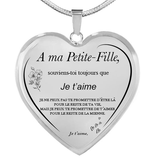 Le Collier Coeur "A ma Petite-Fille" - Personnalisation Texte