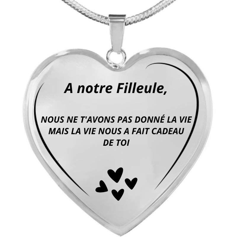 Collier Coeur A ma Filleule Gravé