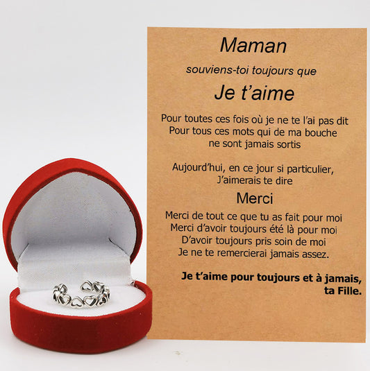 Duo Bague Coeur Mère Fille + la Carte "Maman"