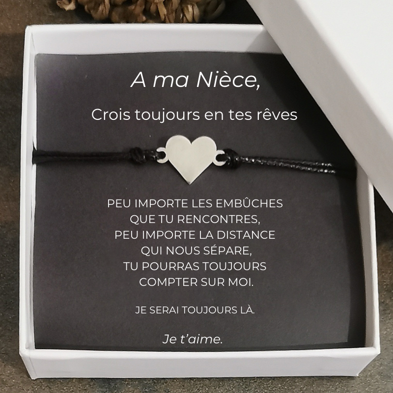 Bracelet Nièce Ajustable + la Carte "A ma Nièce"