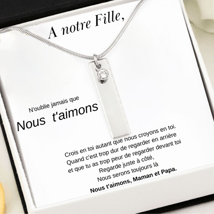 Le Collier Prénom "A ma Fille" + la Carte "A ma Fille"