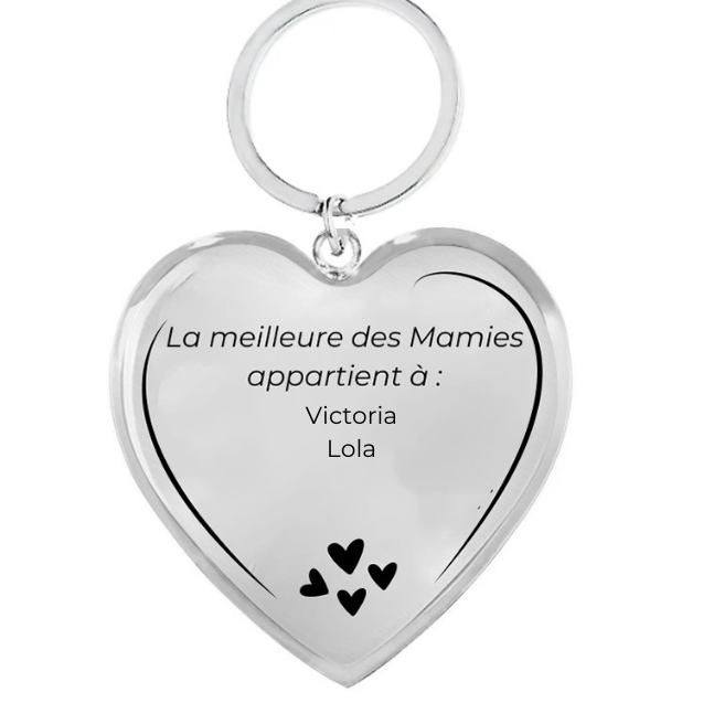 Le Porte-Clef Coeur "A ma Mamie" Personnalisé