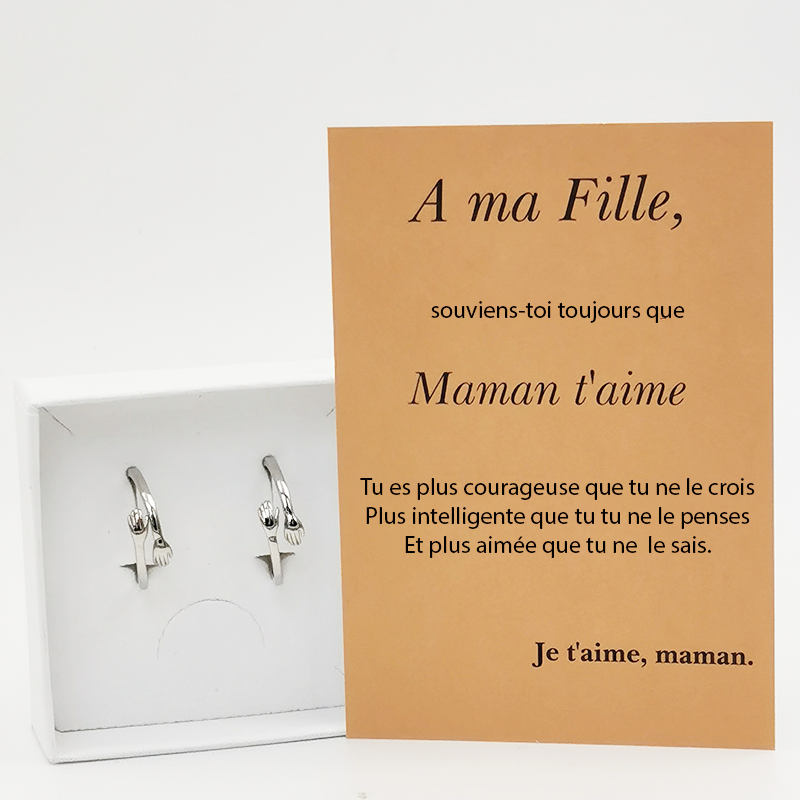 Lot de 2 Bagues Ajustables Tendresse + la carte "A ma Fille"